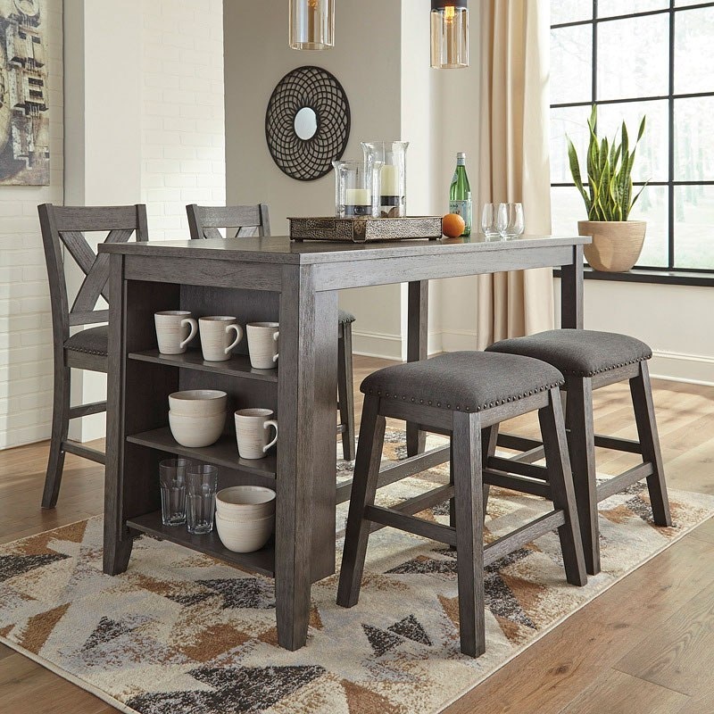 5pc Set Caitbook Storage Pub Table and 4 Stools